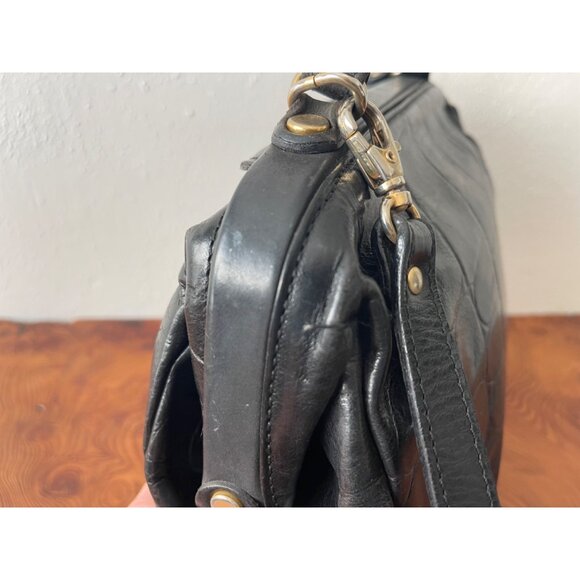 VTG Franco Godi Italia Black Crocodile Embossed Leather Satchel Style Handbag - Picture 10 of 16